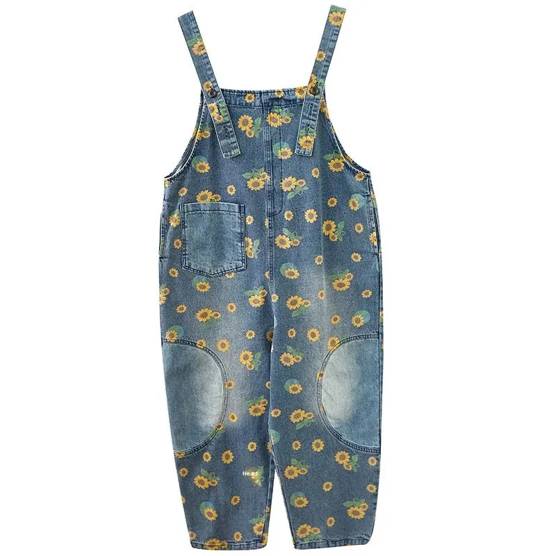 Salopette Jean Motif Printanier