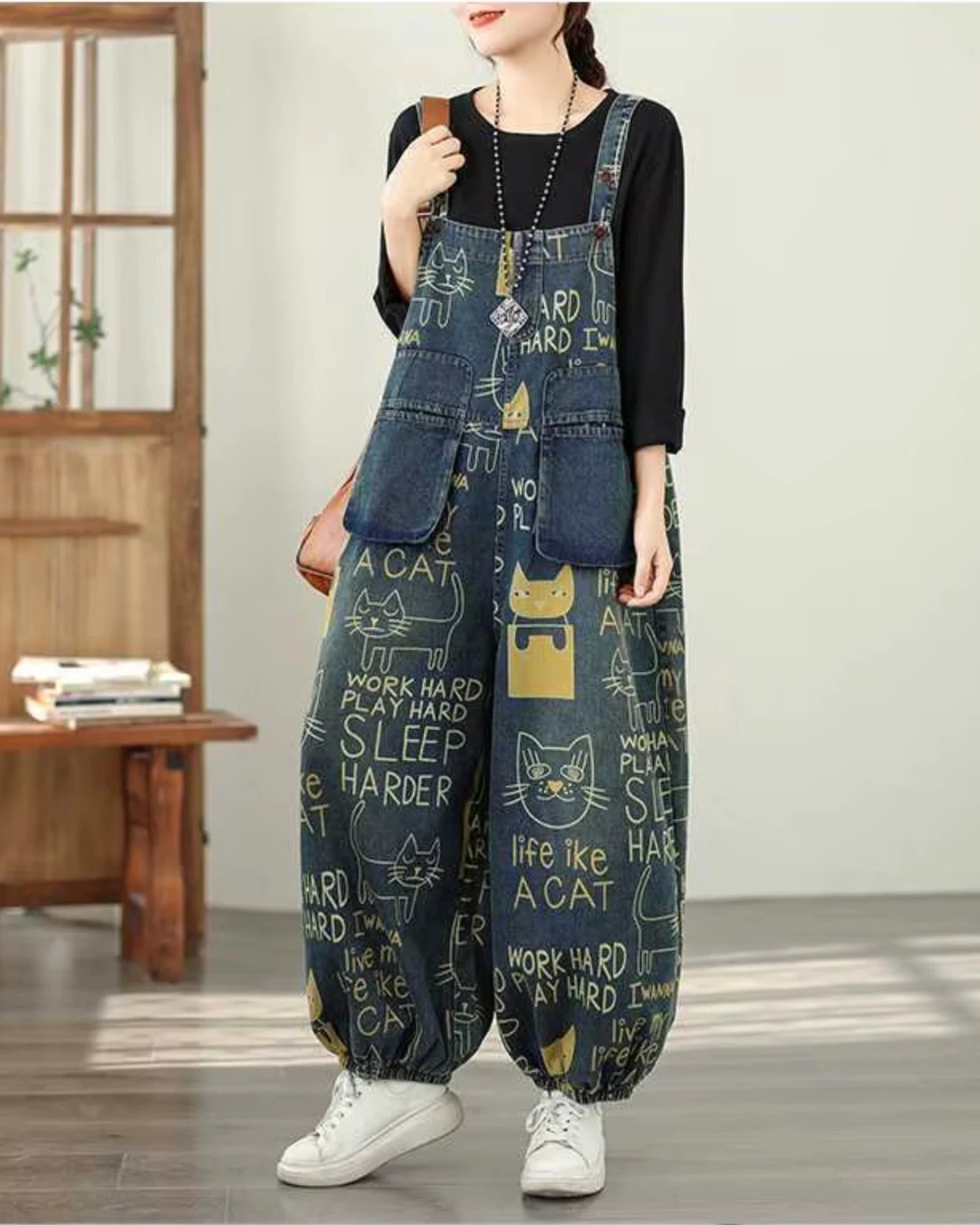 Salopette Motifs Imprimé Style Coréen