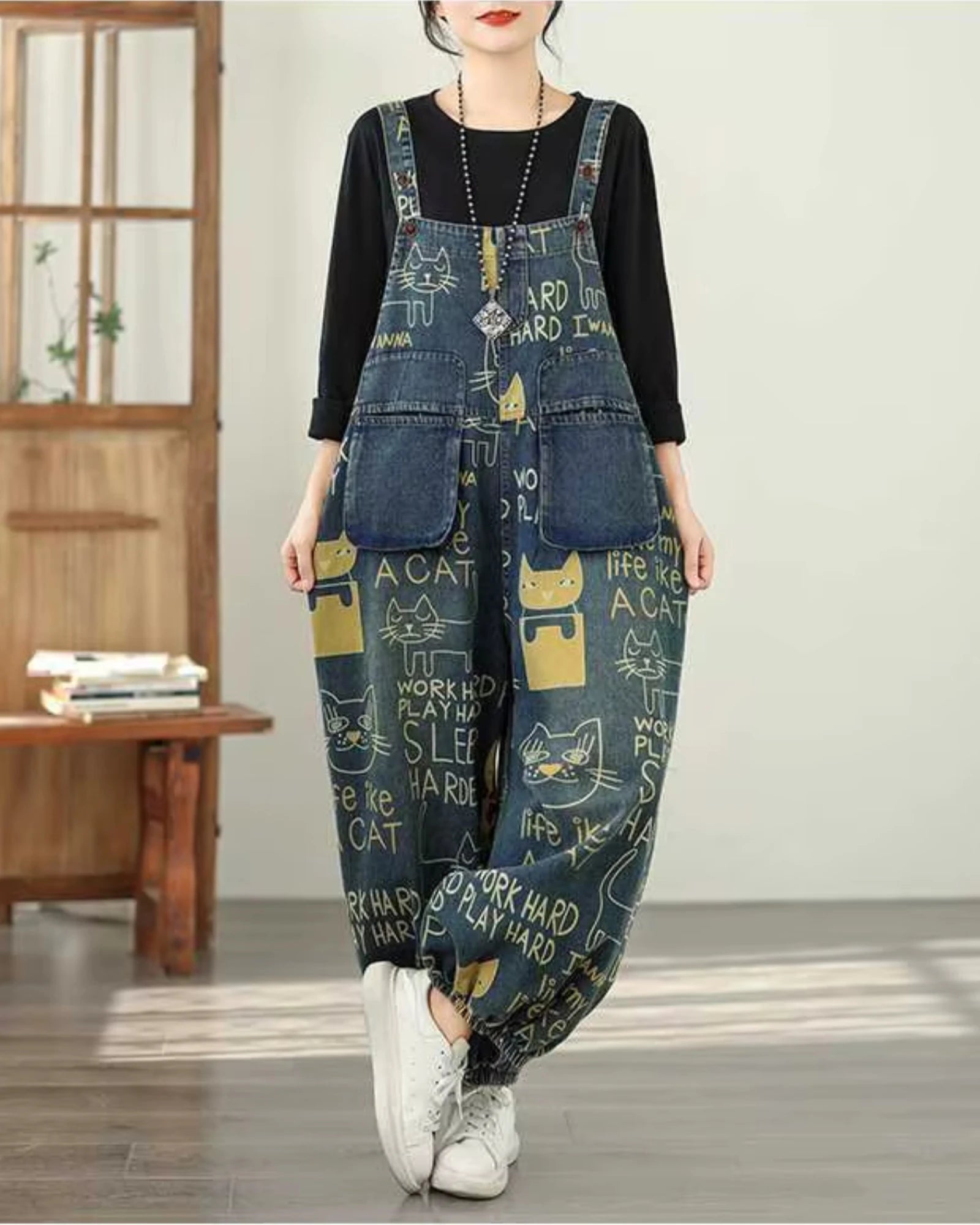 Salopette Motifs Imprimé Style Coréen