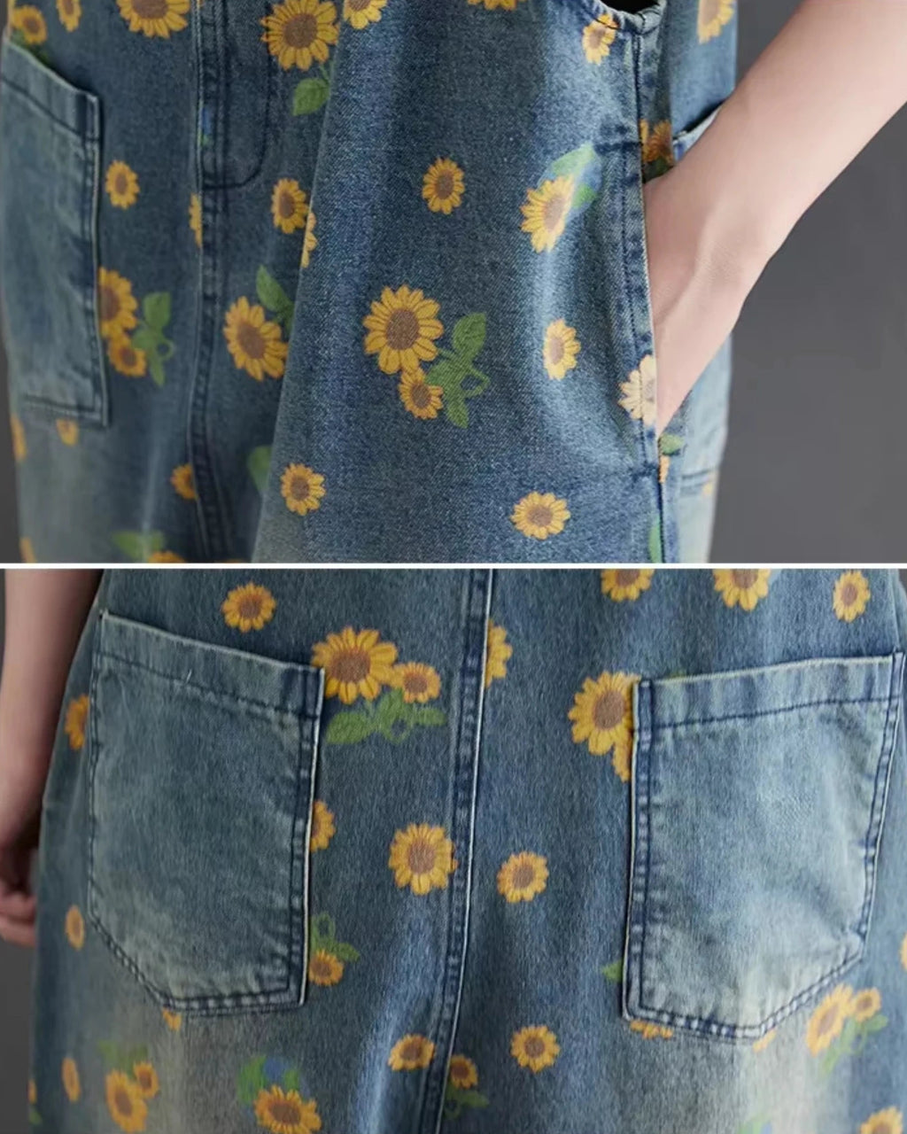 Salopette Jean Motif Printanier