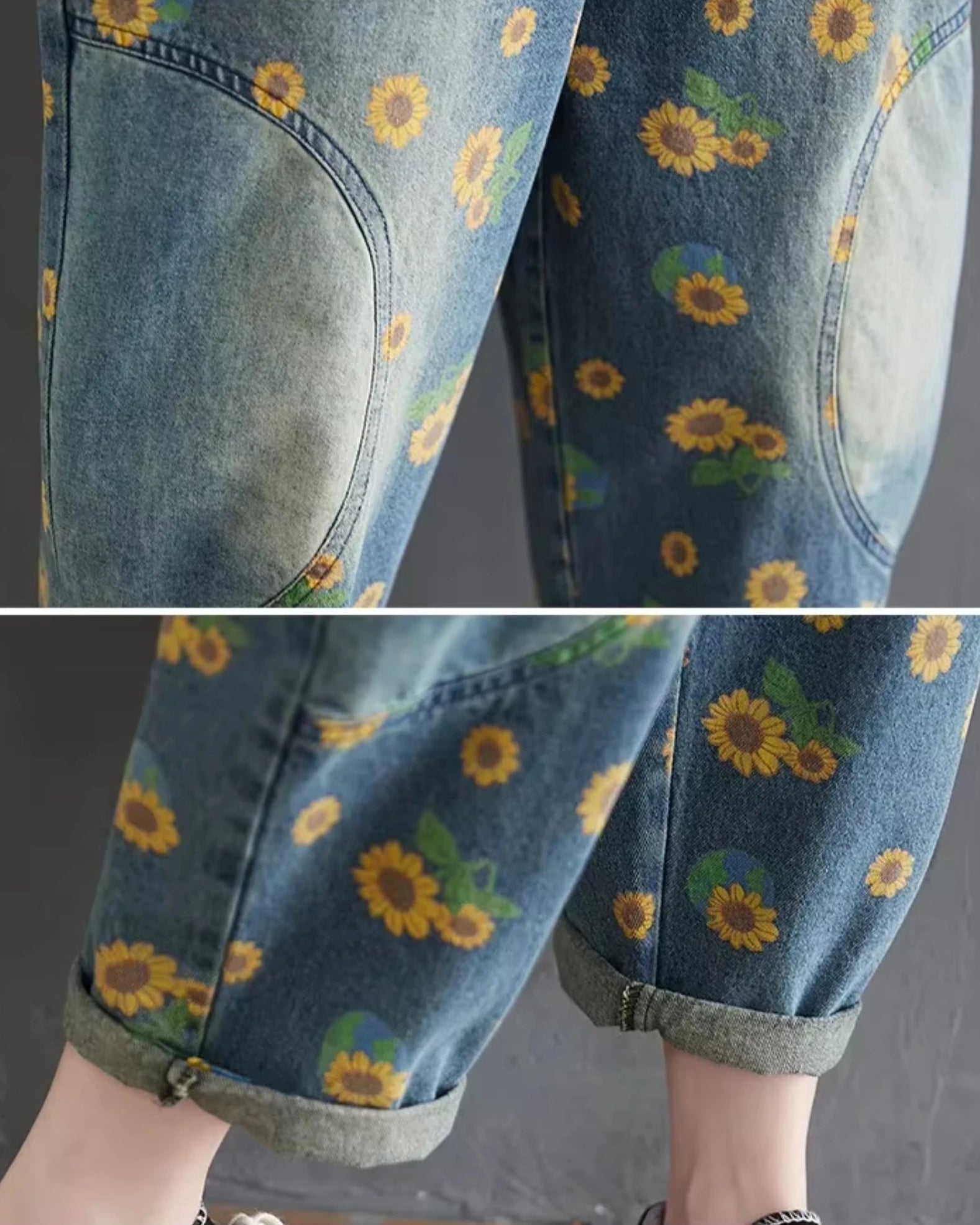 Salopette Jean Motif Printanier