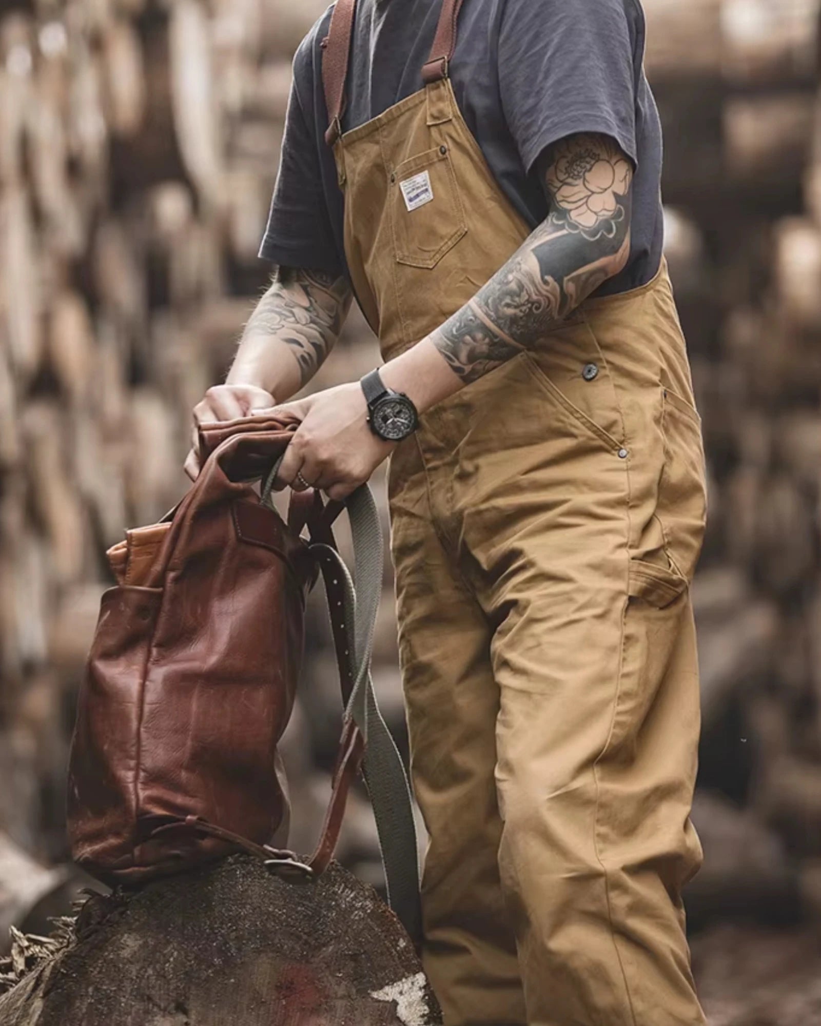 Salopette Travail Vintage Marron