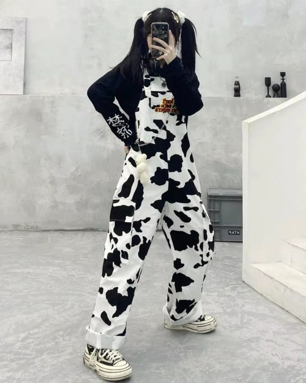 Salopette Décontracté Noir & Blanc