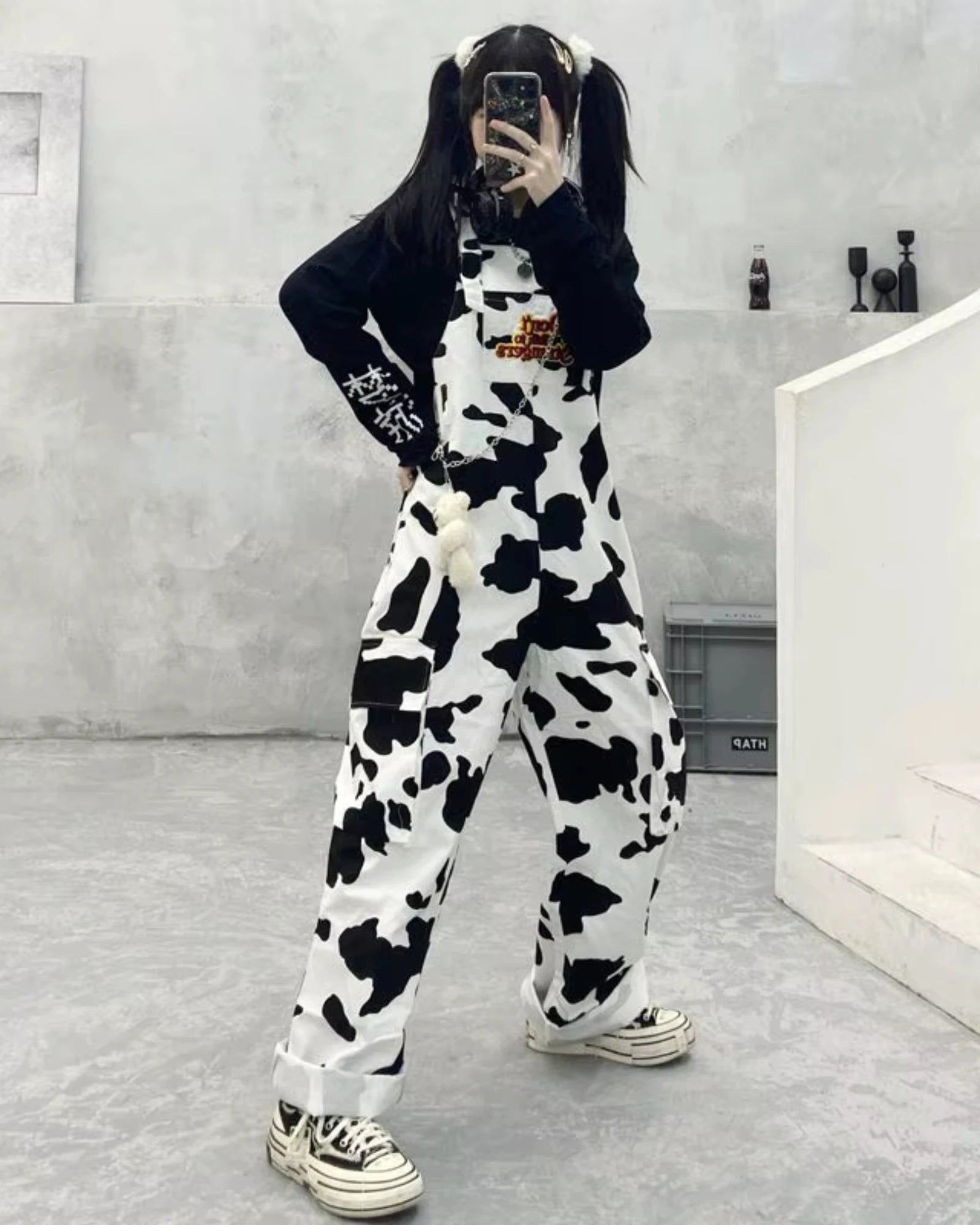 Salopette Décontracté Noir & Blanc