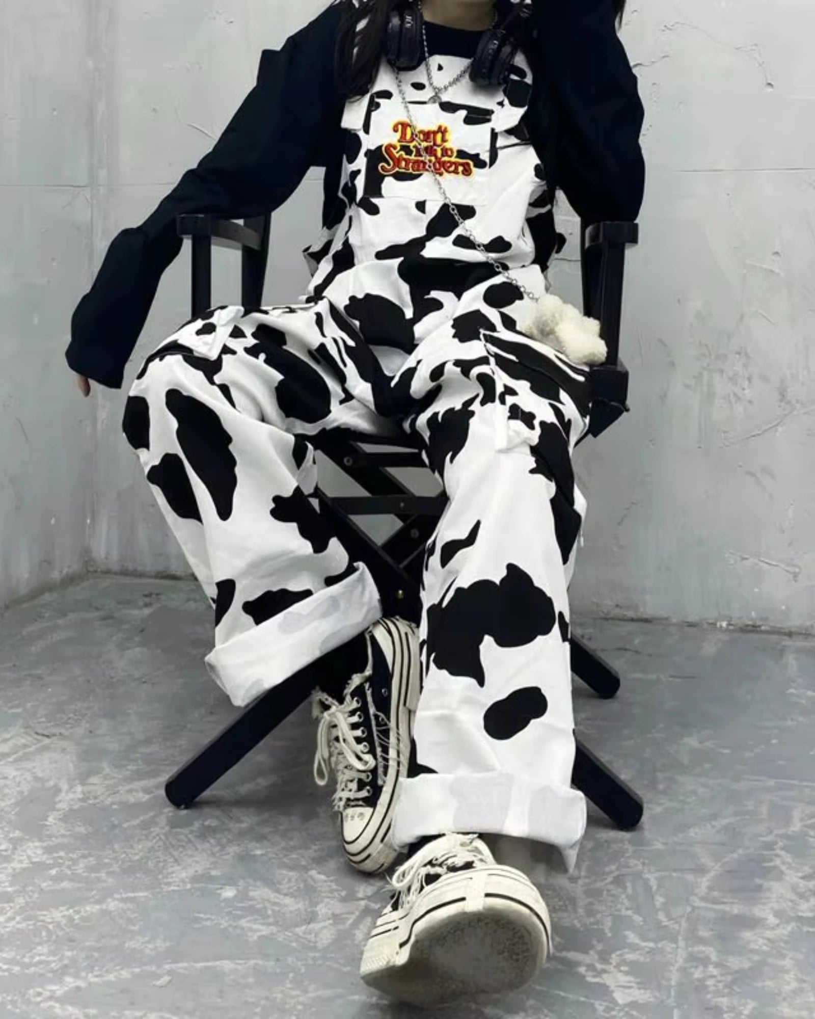 Salopette Décontracté Noir & Blanc