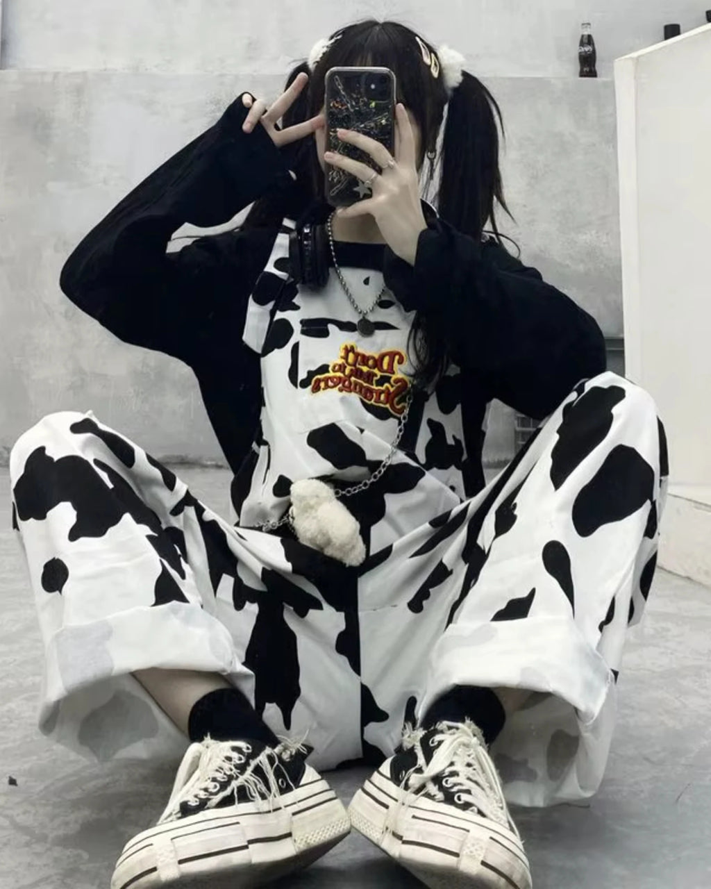 Salopette Décontracté Noir & Blanc