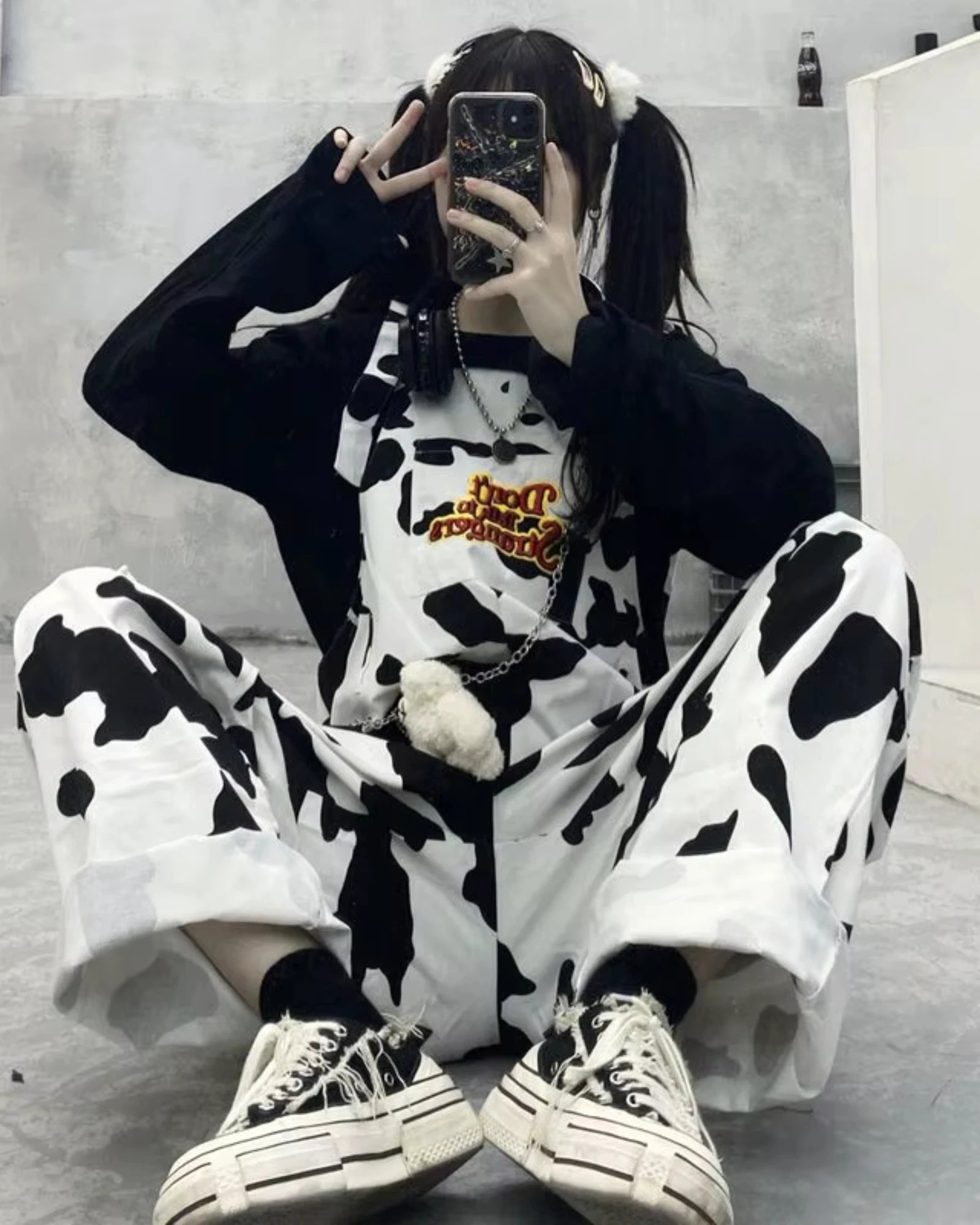 Salopette Décontracté Noir & Blanc