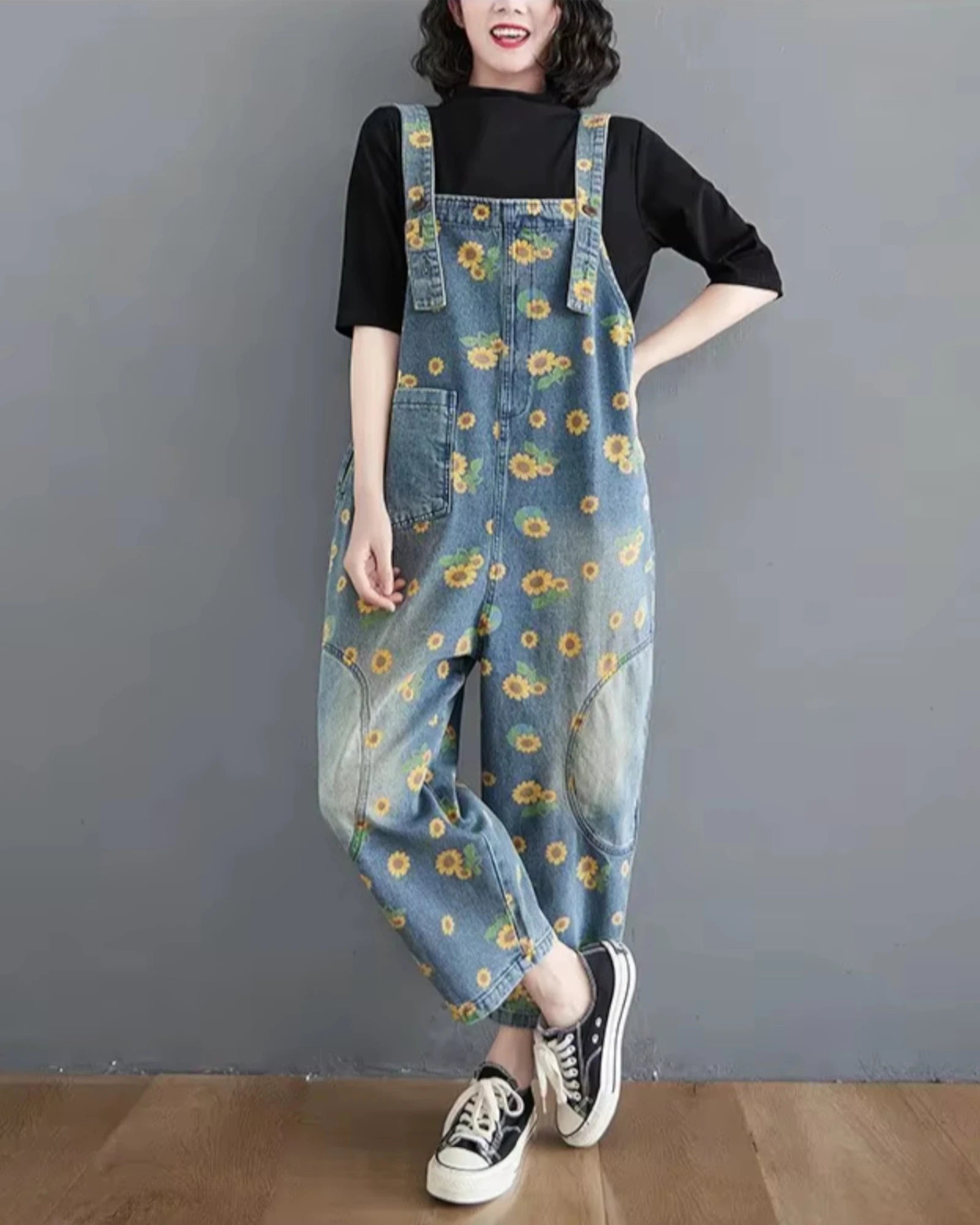 Salopette Jean Motif Printanier