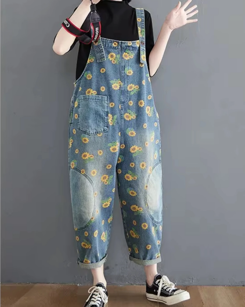 Salopette Jean Motif Printanier