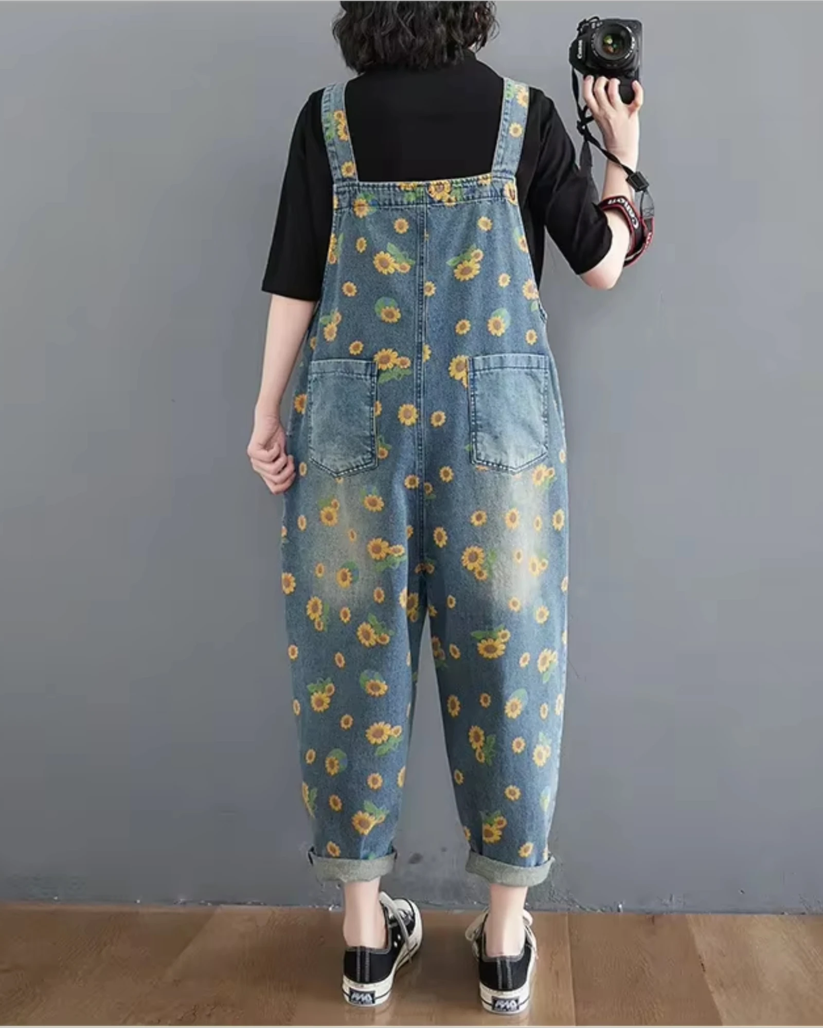 Salopette Jean Motif Printanier