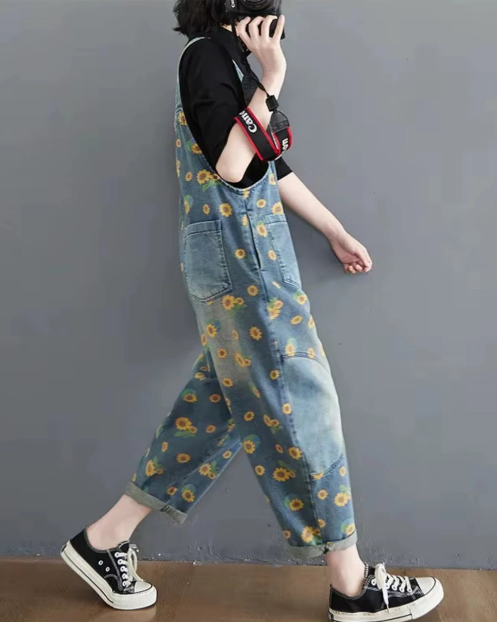 Salopette Jean Motif Printanier