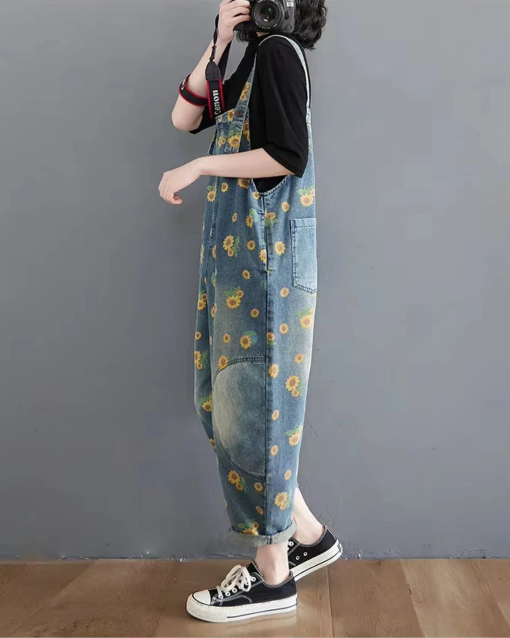 Salopette Jean Motif Printanier